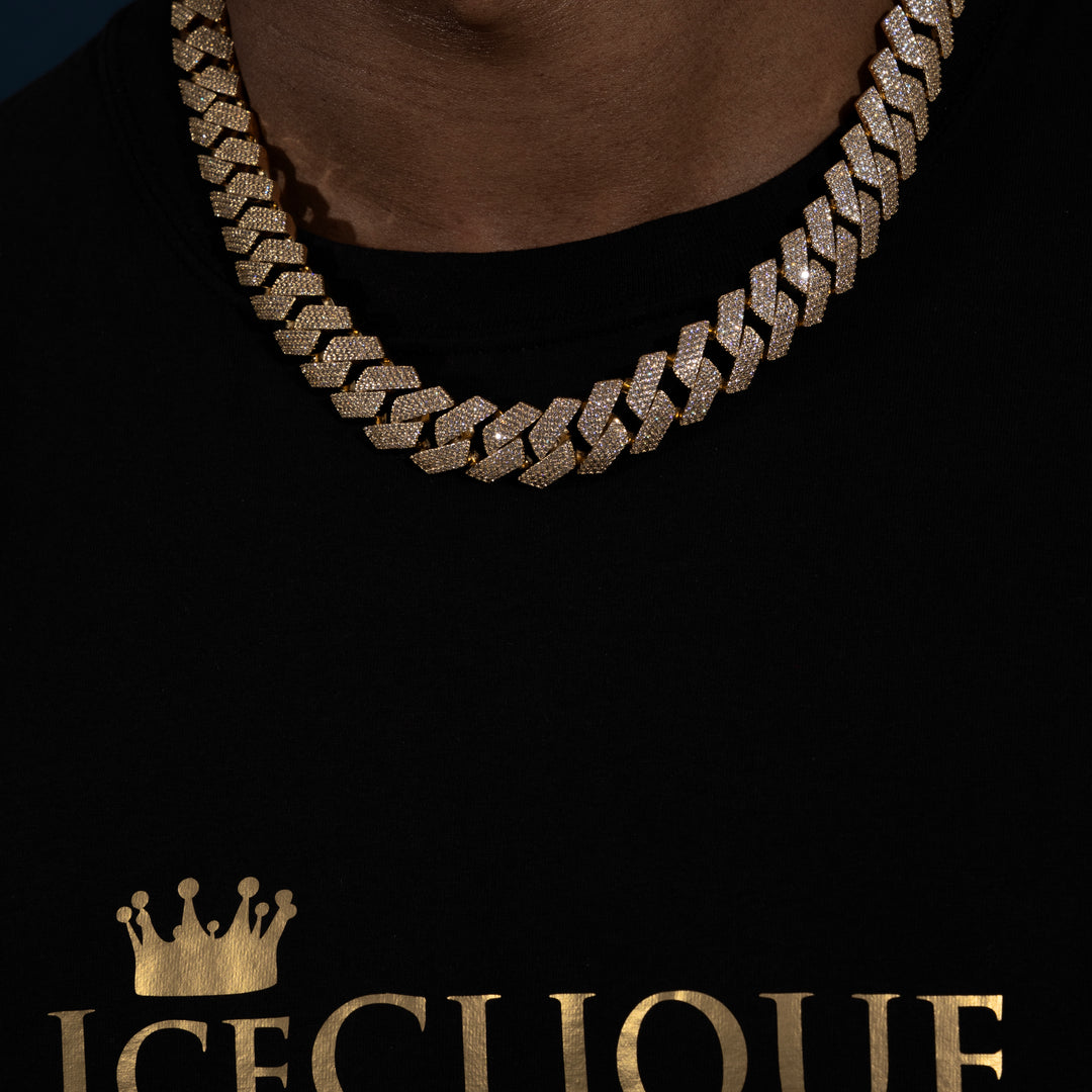 18MM 4-Row Cuban Chain - Moissanite & S925