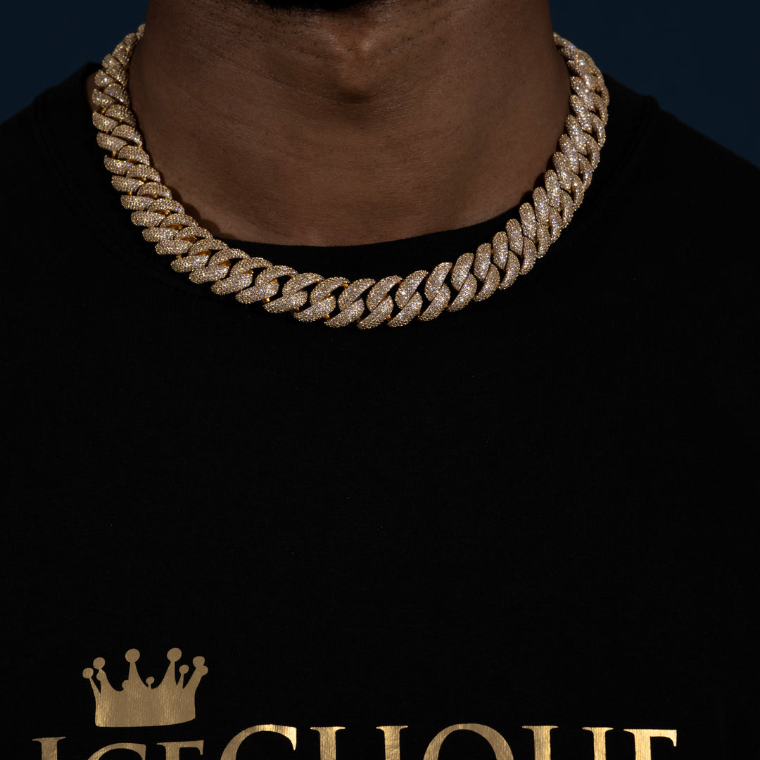 16MM Micro-Pave Cuban Chain - Moissanite & S925