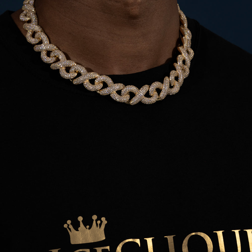 18MM Infinity Link Cuban Chain - Moissanite & S925 - ICECLIQUE JEWELRY 