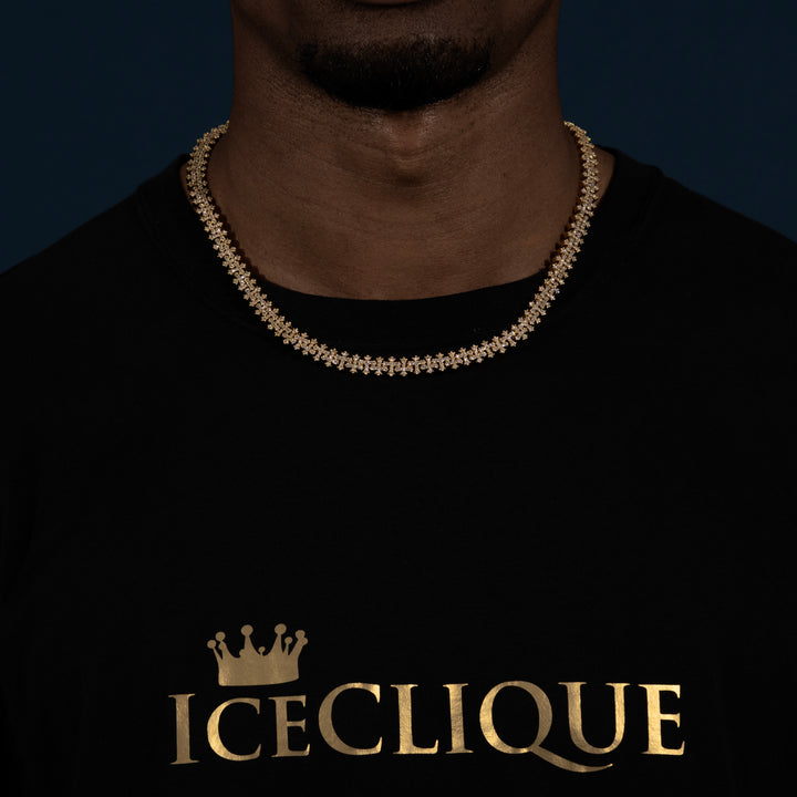 8MM Cross Cuban Chain - Moissanite & S925