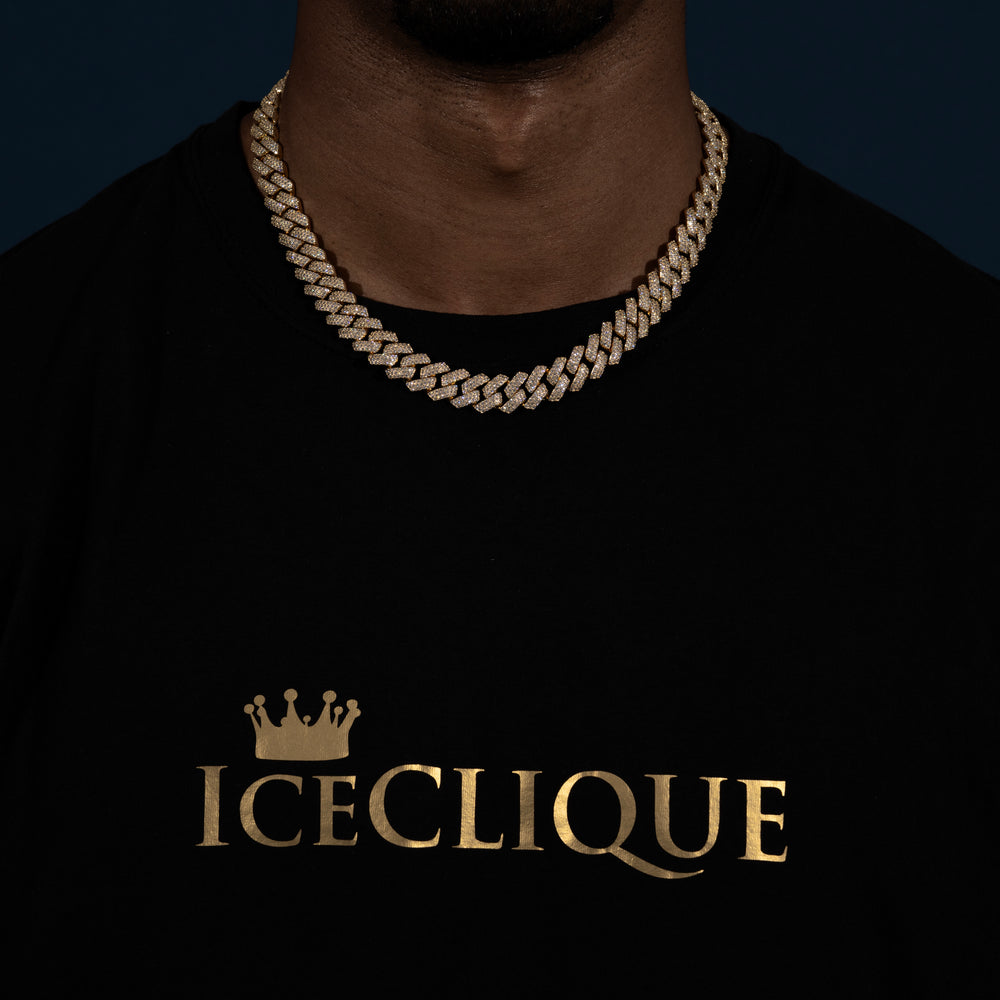 14MM Cuban Chain - Moissanite & S925 - ICECLIQUE JEWELRY 