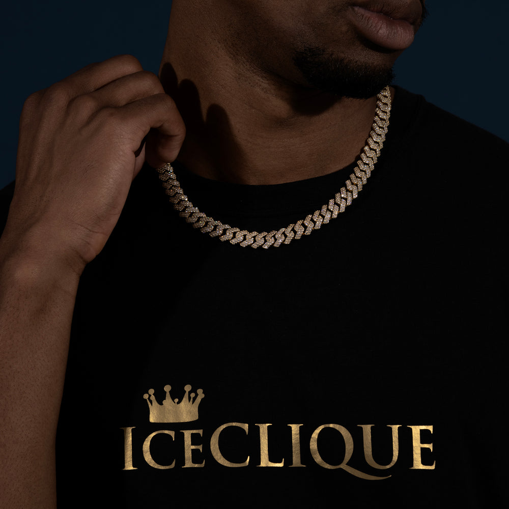12MM Cuban Chain - Moissanite & S925 - ICECLIQUE JEWELRY 