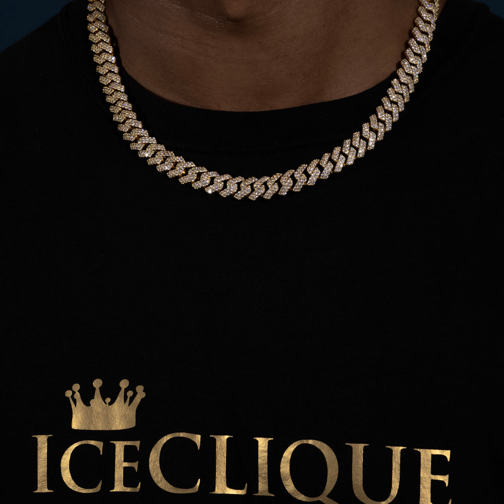 12MM Cuban Chain - Moissanite & S925 - ICECLIQUE JEWELRY 