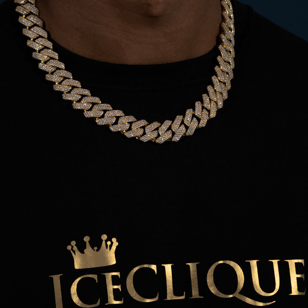 18MM Cuban Chain - Moissanite & S925 - ICECLIQUE JEWELRY 