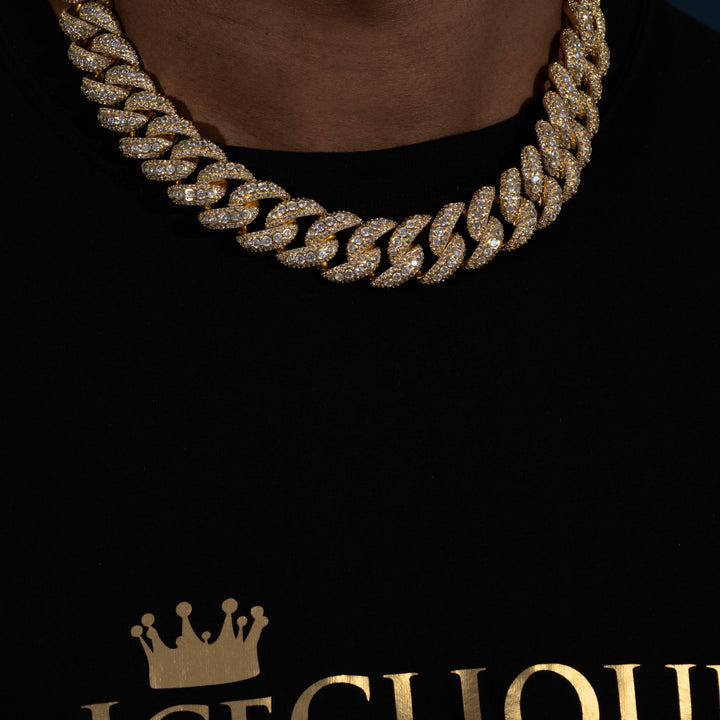 20MM Micro Pave Cuban Chain - Moissanite & S925