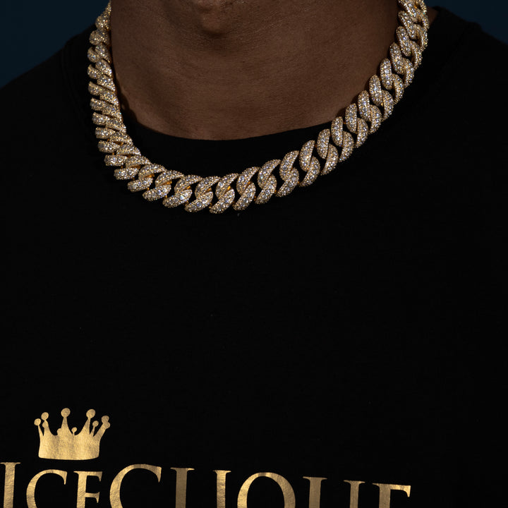 18MM Micro Pave Cuban Chain - Moissanite & S925