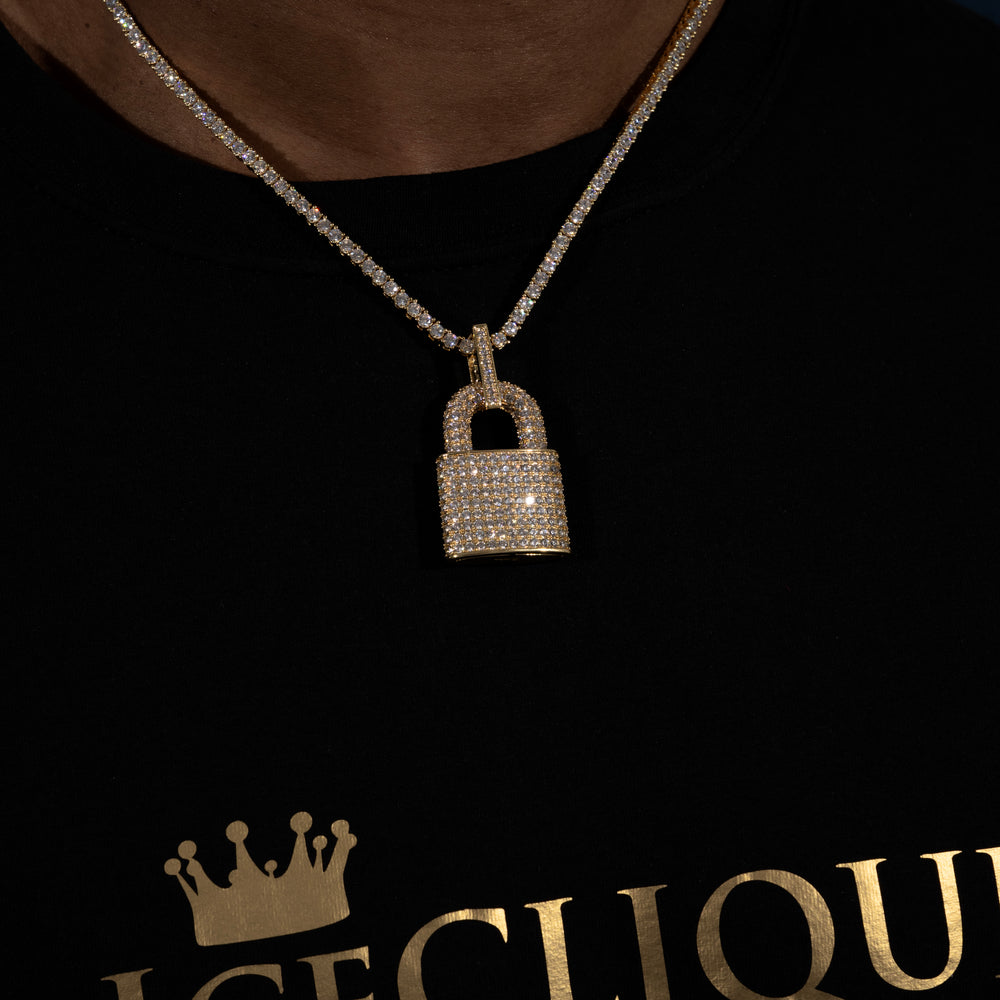 Padlock Pendant - Moissanite & S925 - ICECLIQUE JEWELRY 