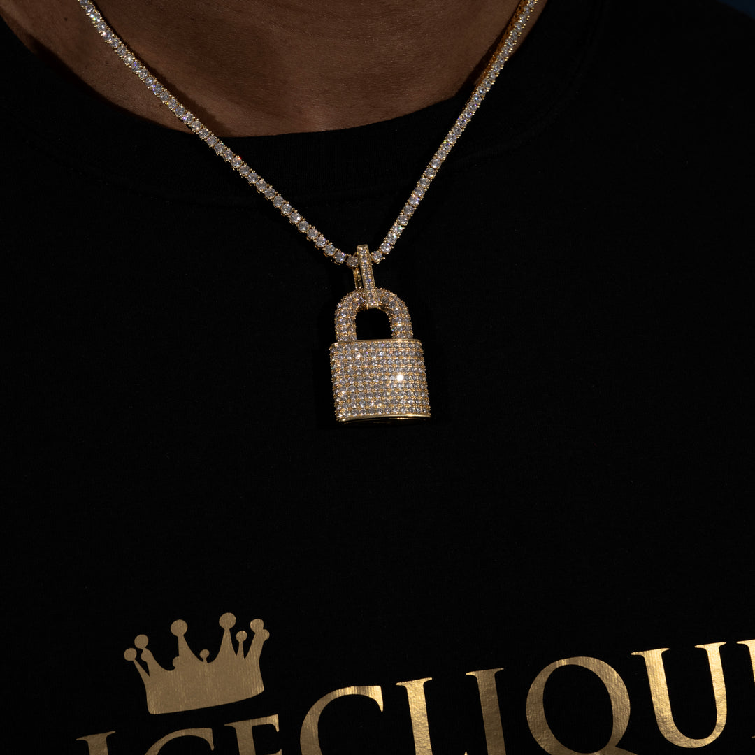 Padlock Pendant - Moissanite & S925