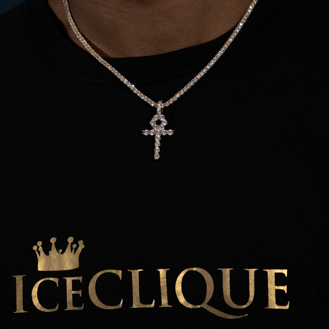 Round Cut Ankh Pendant - Moissanite & S925