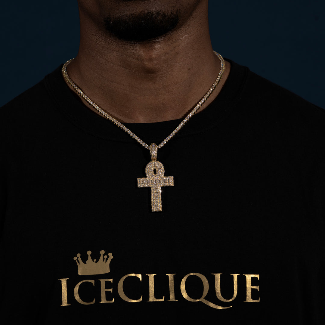 Baguette Ankh Pendant - Moissanite & S925