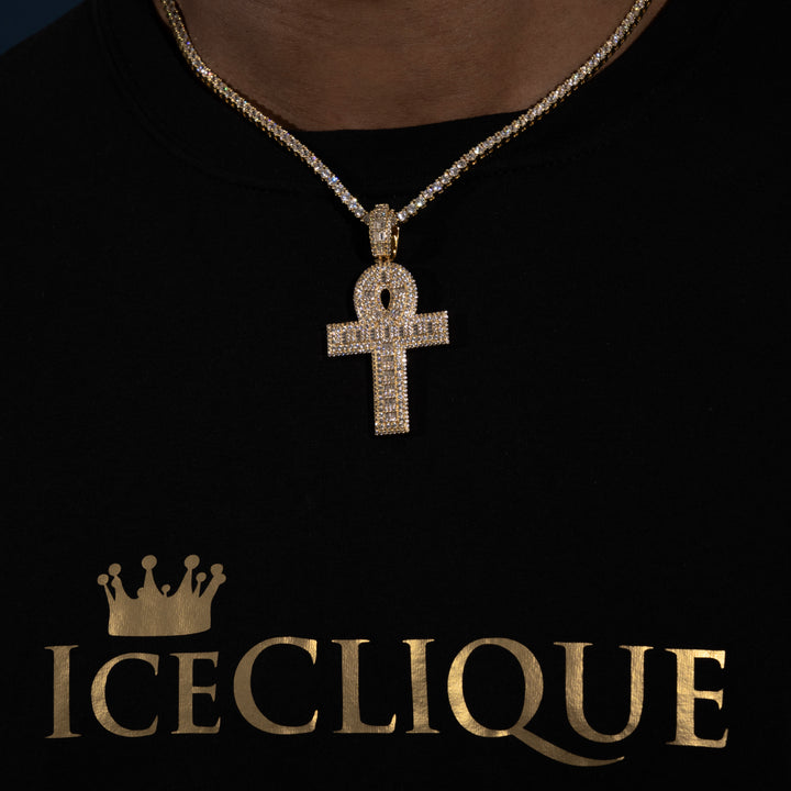 Baguette Ankh Pendant - Moissanite & S925