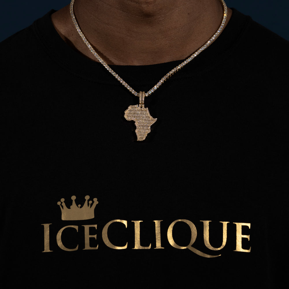 Baguette Africa Pendant - Moissanite & S925 - ICECLIQUE JEWELRY 