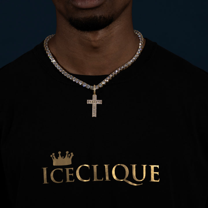 Baguette Cross Pendant - Moissanite & S925