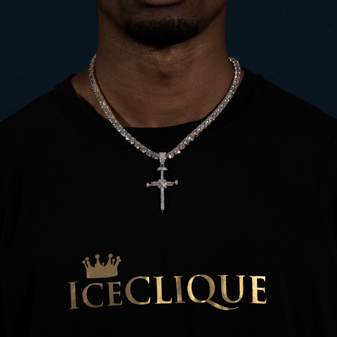 Nail Cross Pendant - Moissanite & S925