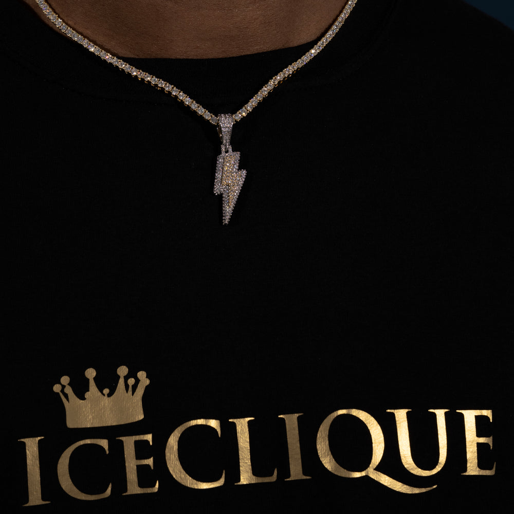 Lightning Bolt Pendant - Moissanite & S925 - ICECLIQUE JEWELRY 