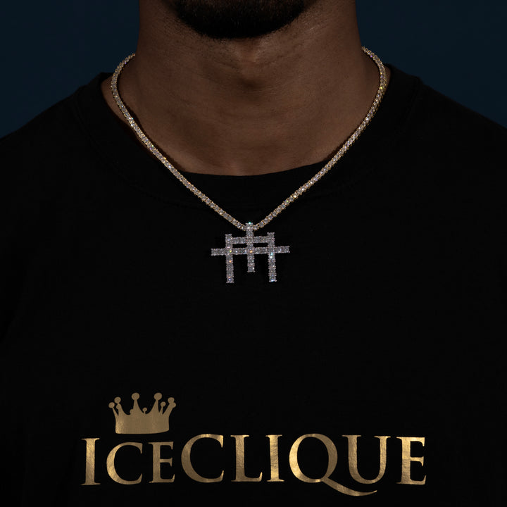 Triple Tennis Cross Pendant - Moissanite & S925