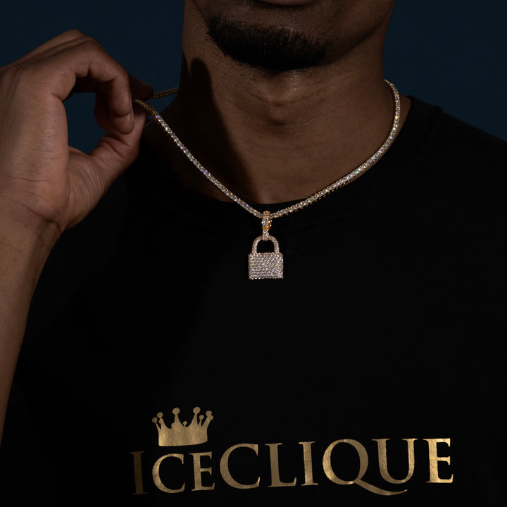 Padlock Pendant - Moissanite & S925