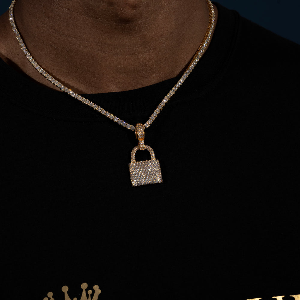 Padlock Pendant - Moissanite & S925 - ICECLIQUE JEWELRY 
