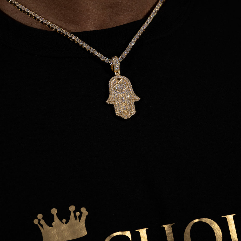 Hamsa Pendant - Moissanite & S925 - ICECLIQUE JEWELRY 