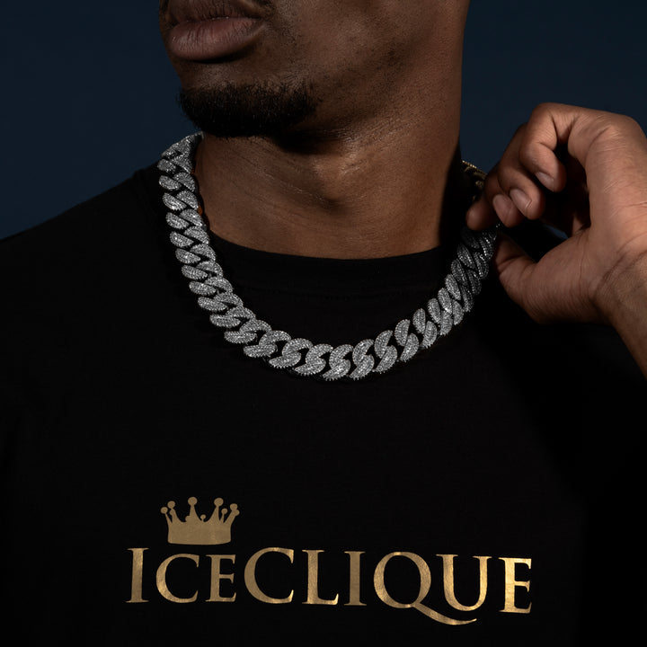 20MM Micro Pave Baguette Clasp Cuban Chain