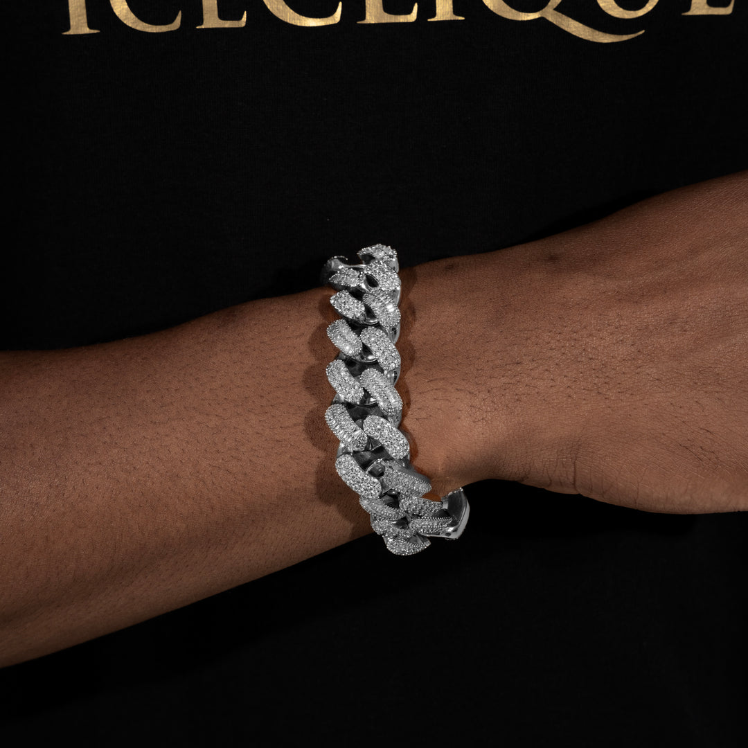 20MM Micro Pave Baguette Clasp Cuban Bracelet