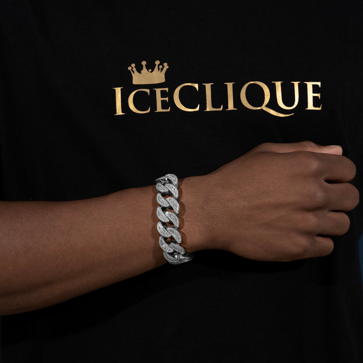 18MM Micro Pave Edged Cuban Bracelet