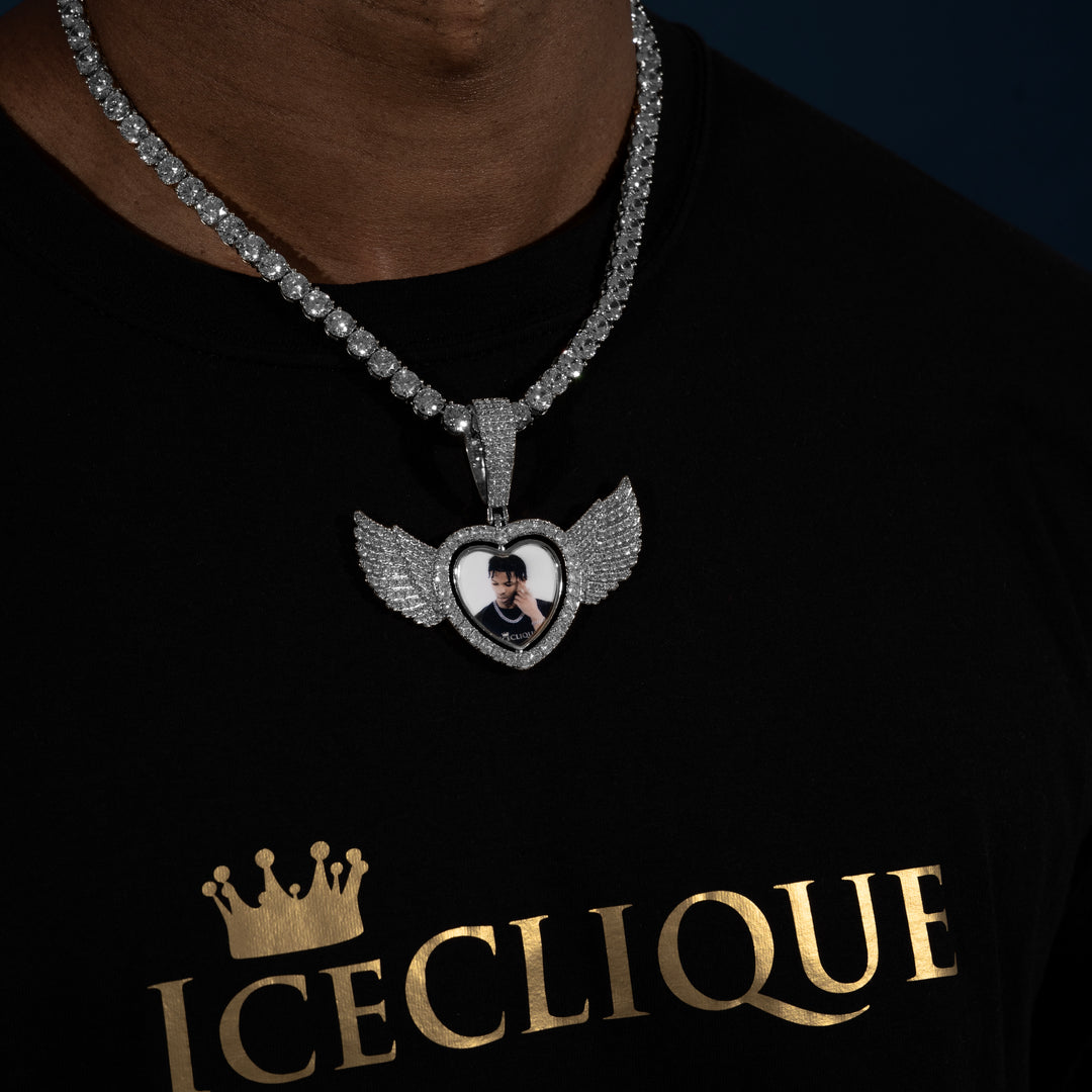 Winged Heart Rotating Custom Photo Pendant