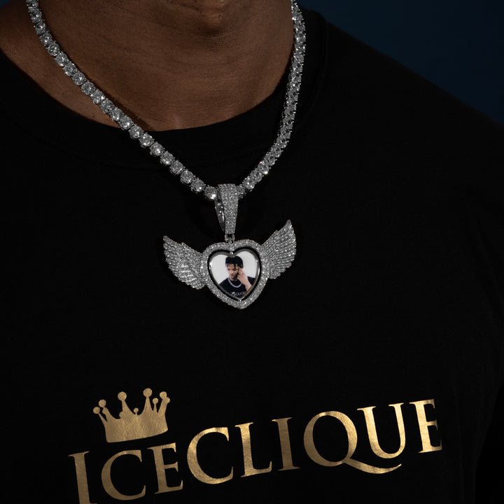 Winged Heart Rotating Custom Photo Pendant