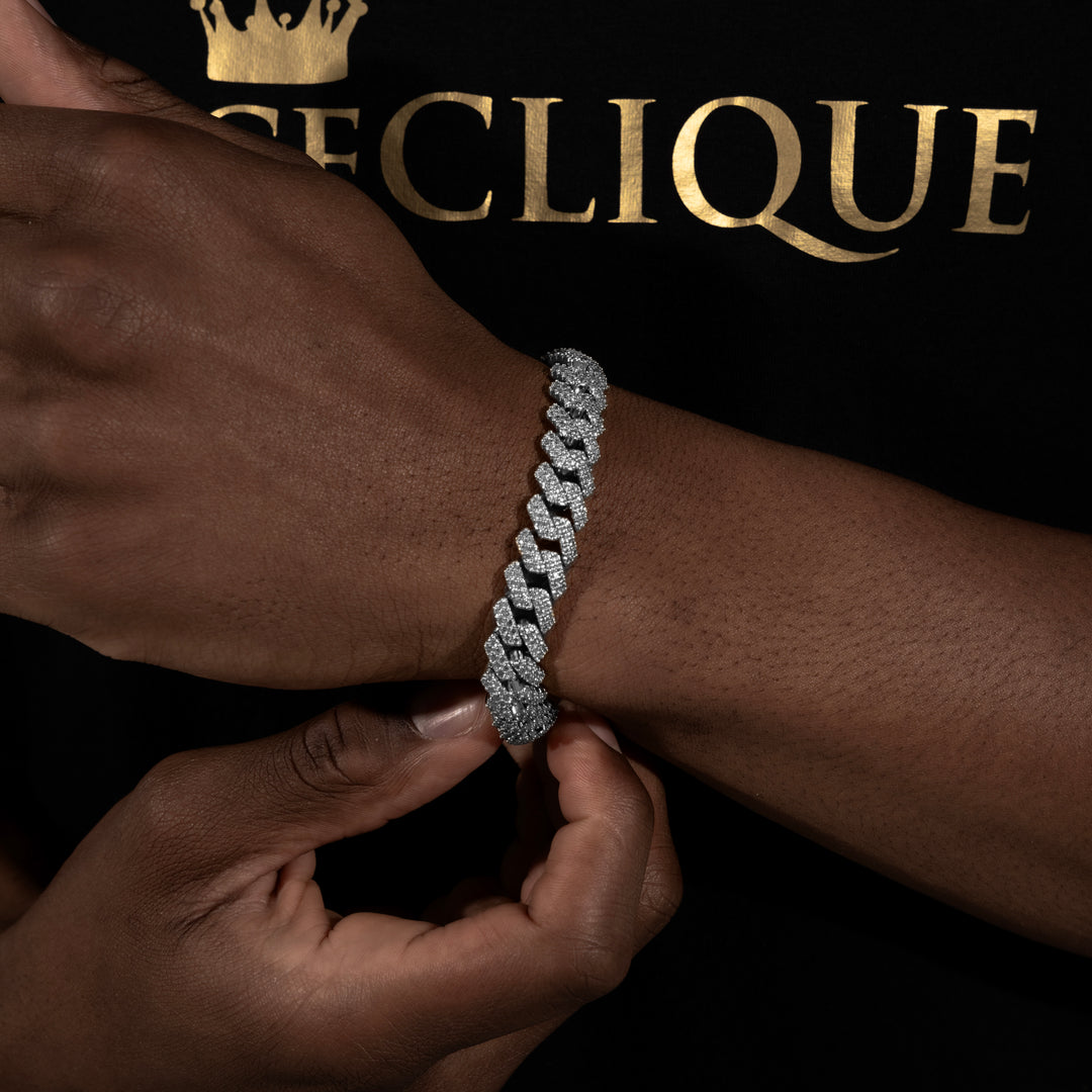 12MM Cuban Bracelet - Moissanite & S925