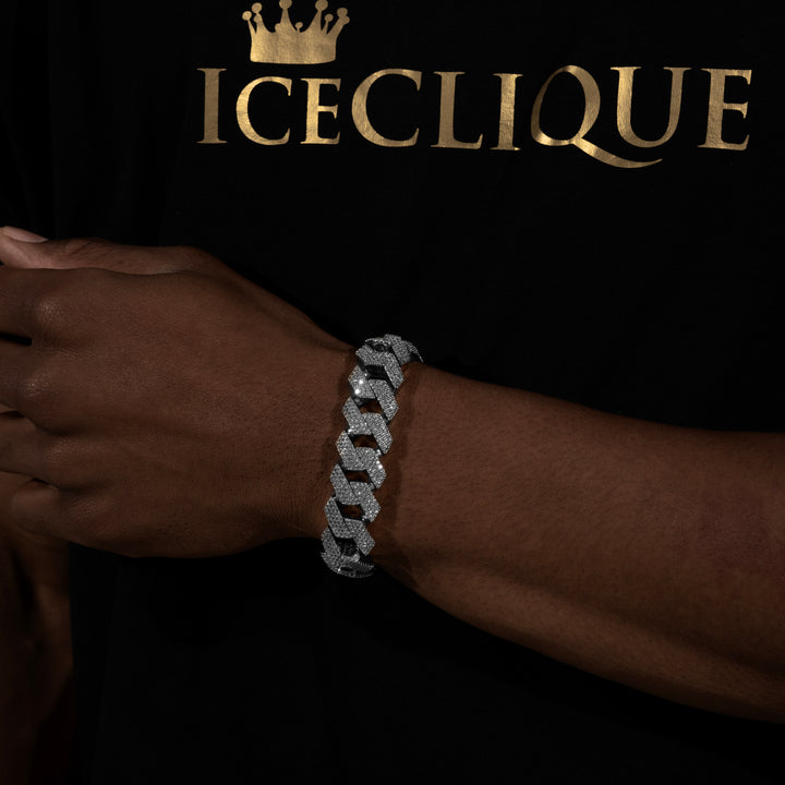 18MM 4-Row Cuban Bracelet - Moissanite & S925