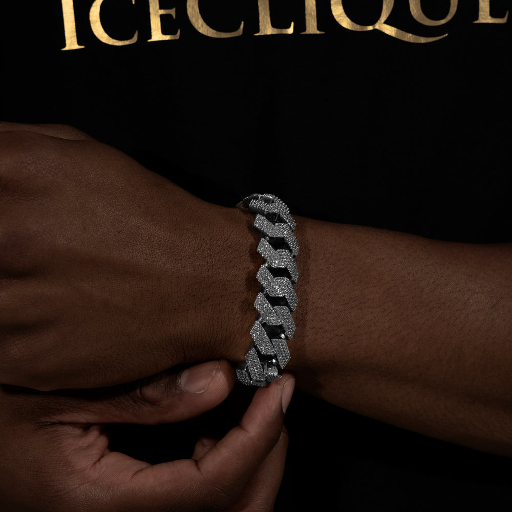18MM 4-Row Cuban Bracelet - Moissanite & S925 - ICECLIQUE JEWELRY 