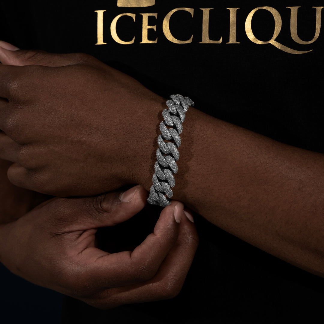16MM Micro-Pave Cuban Bracelet - Moissanite & S925