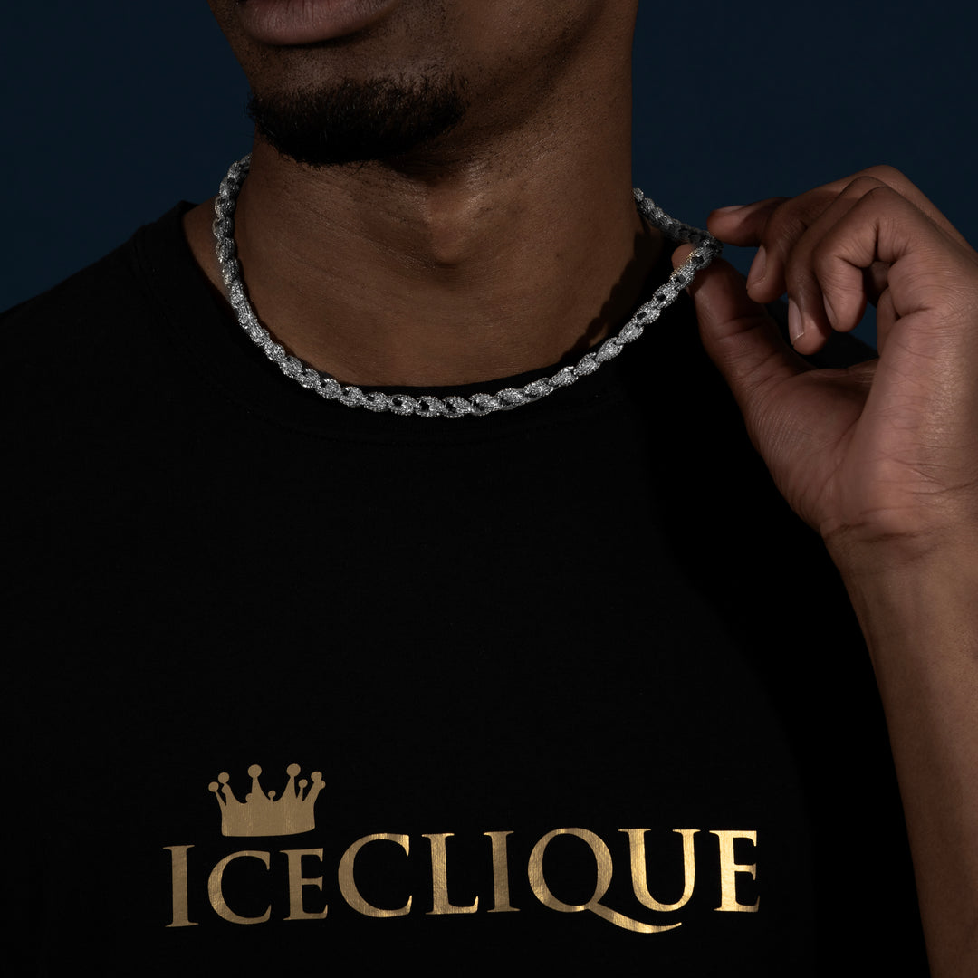 8MM Iced Rope Chain - Moissanite & S925