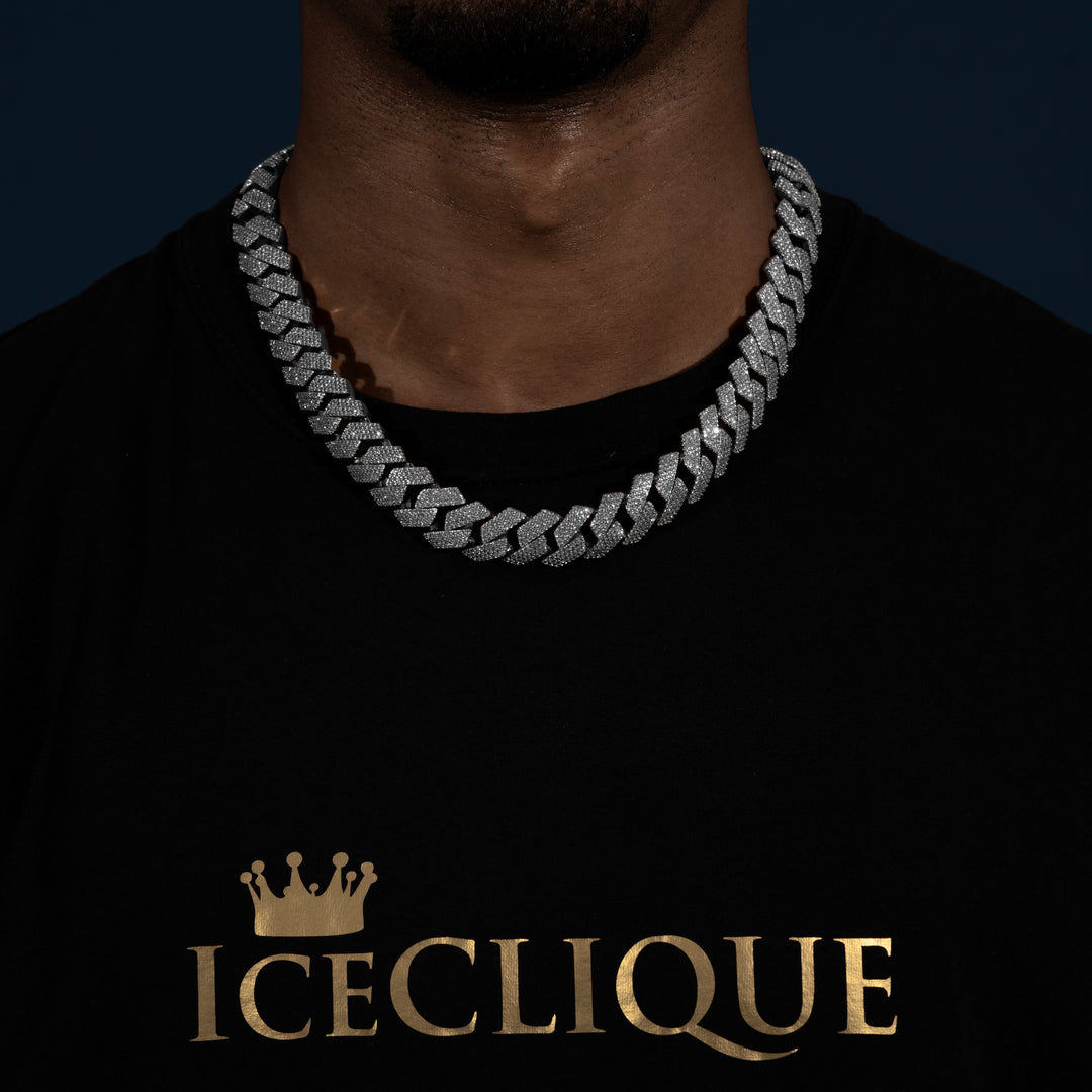 18MM 4-Row Cuban Chain - Moissanite & S925