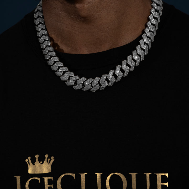 18MM 4-Row Cuban Chain - Moissanite & S925