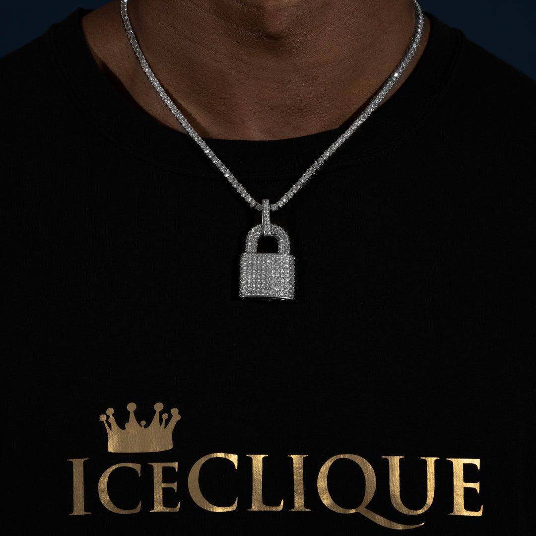Padlock Pendant - Moissanite & S925