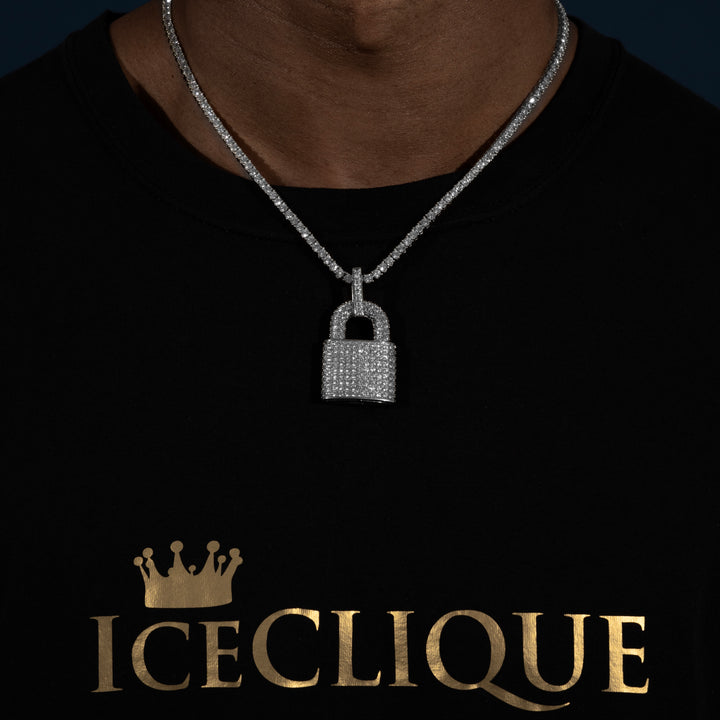 Padlock Pendant - Moissanite & S925
