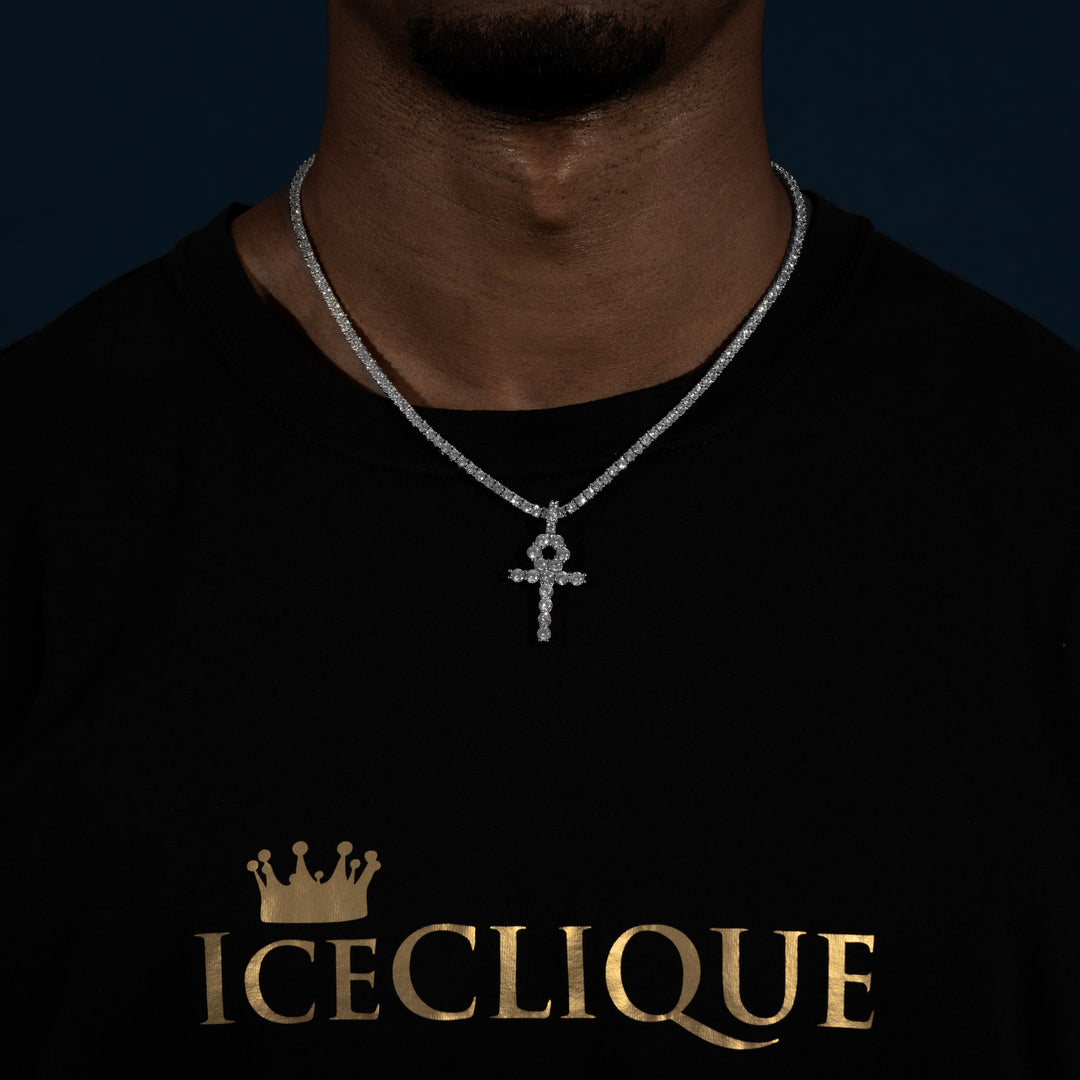 Round Cut Ankh Pendant - Moissanite & S925