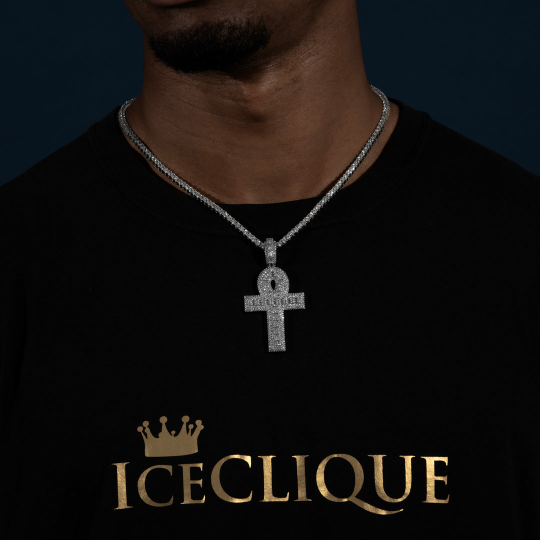 Baguette Ankh Pendant - Moissanite & S925