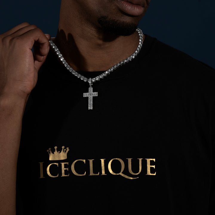 Baguette Cross Pendant - Moissanite & S925