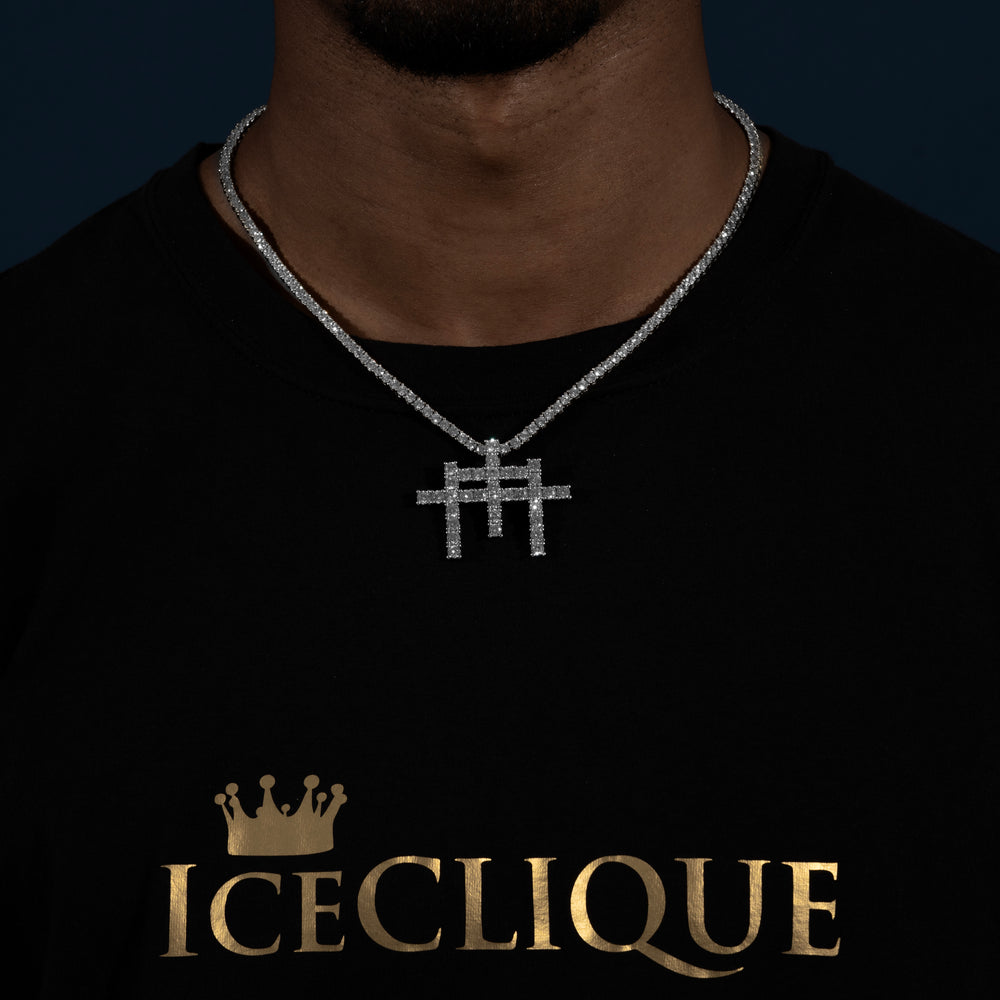 Triple Tennis Cross Pendant - Moissanite & S925 - ICECLIQUE JEWELRY 
