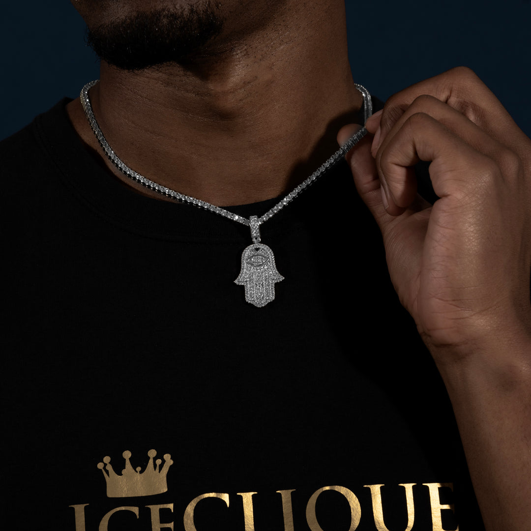Hamsa Pendant - Moissanite & S925