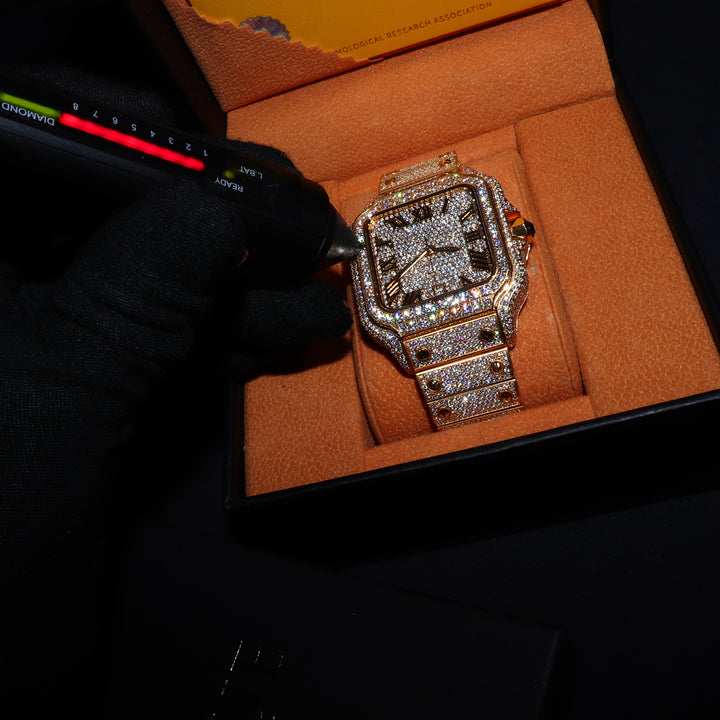 Fully Iced VVS1 Valore Watch - Moissanite - Gold