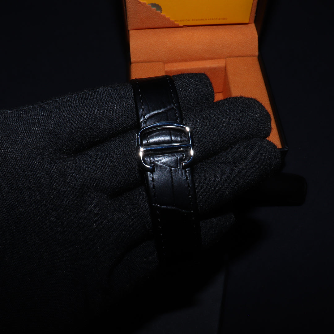 VVS1 Valore Watch w/ Black Leather Strap - Moissanite - White Gold