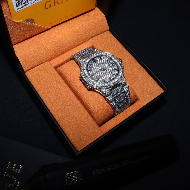 Fully Iced VVS1 Miami Watch - Moissanite - White Gold