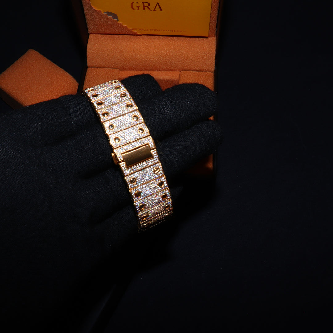 Fully Iced VVS1 Valore Watch - Moissanite - Gold