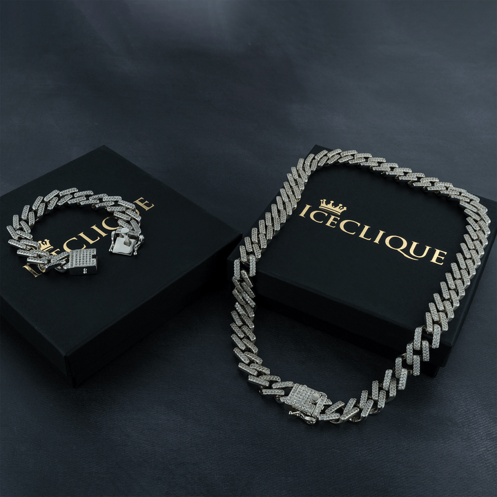 24K Prong Set Cuban Chain & Bracelet Bundle [Gold/White Gold]