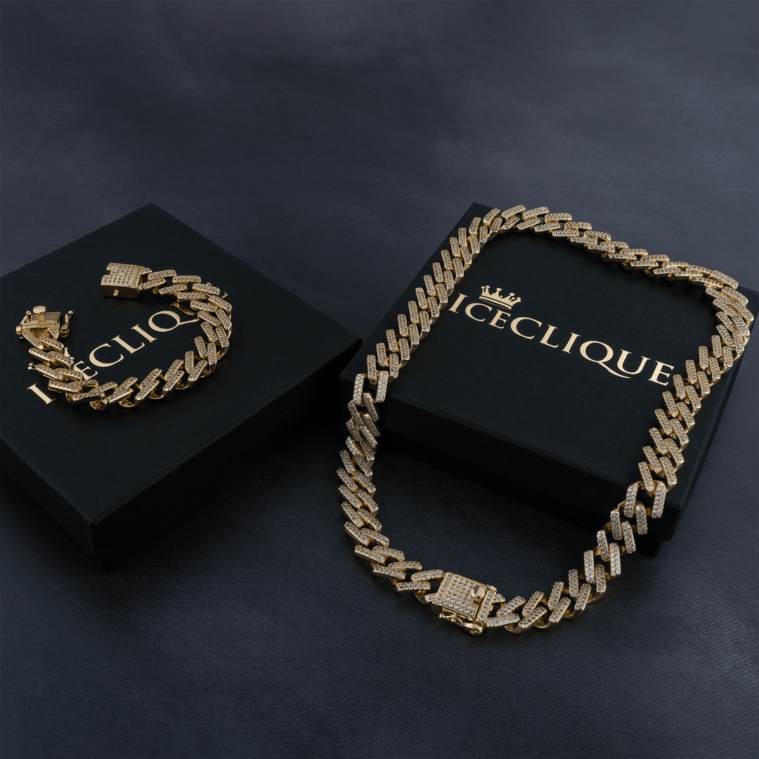 24K Prong Set Cuban Chain & Bracelet Bundle [Gold/White Gold]