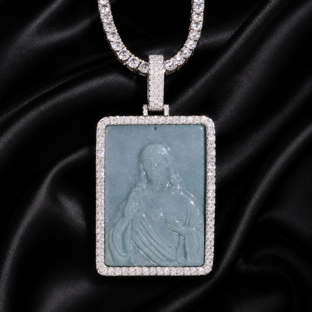 Jade Jesus Pendant - Moissanite & S925 - ICECLIQUE JEWELRY 