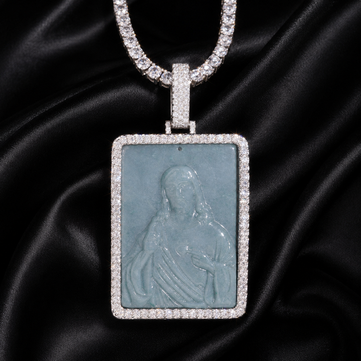 Jade Jesus Pendant - Moissanite & S925 - ICECLIQUE JEWELRY 